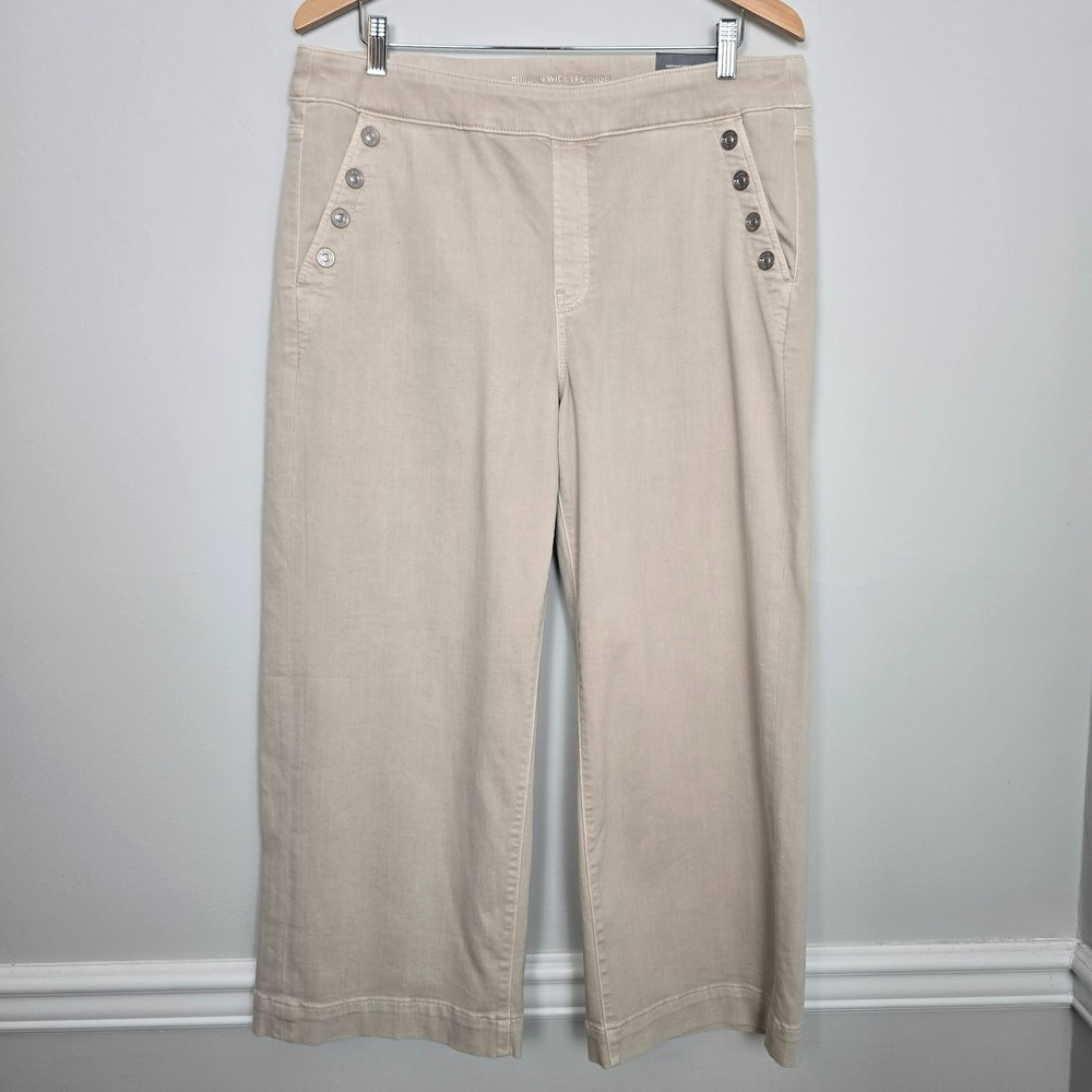 NWT Chicos Womens Coastal Classic Pull On Wide Leg Crop Pants 16 P Resortwear - Picture 2 of 11